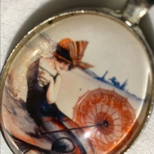 FASHION PENDANT: 1920's LADY W/ PARISOL